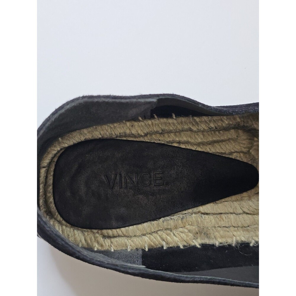 Vince Womens 11 Black Suede Espadrille Slip On Shoes Flats Jute - Picture 9 of 12